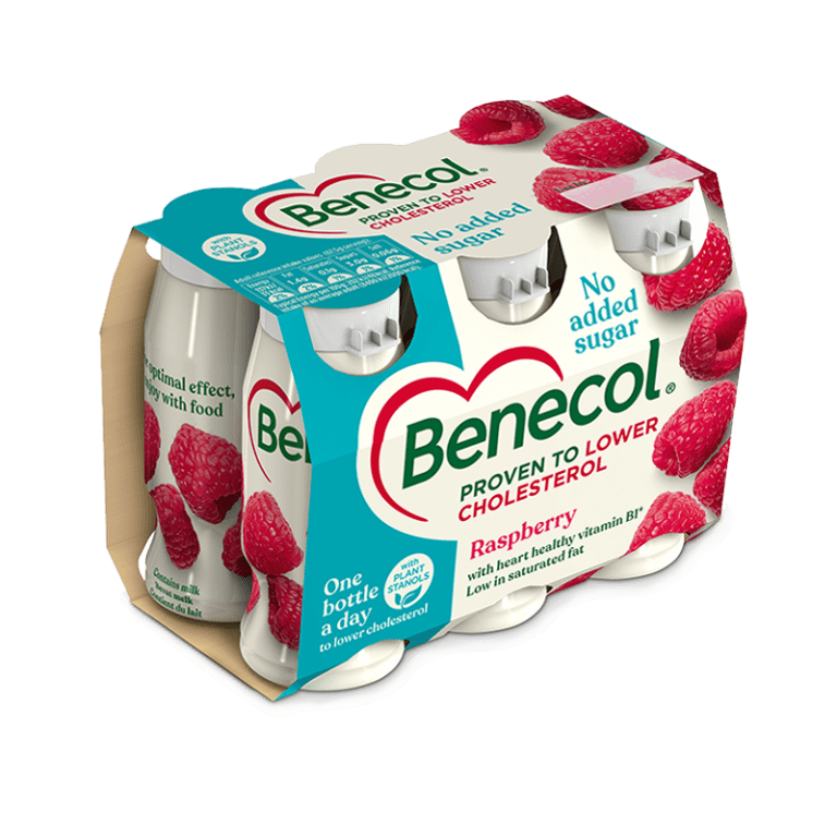 Benecol cholesterol lowering yogurt drink raspberry