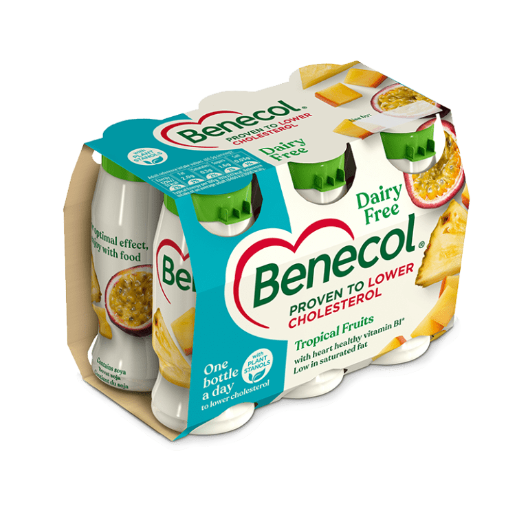 Benecol cholesterol lowering yogurt drink tropical fruits