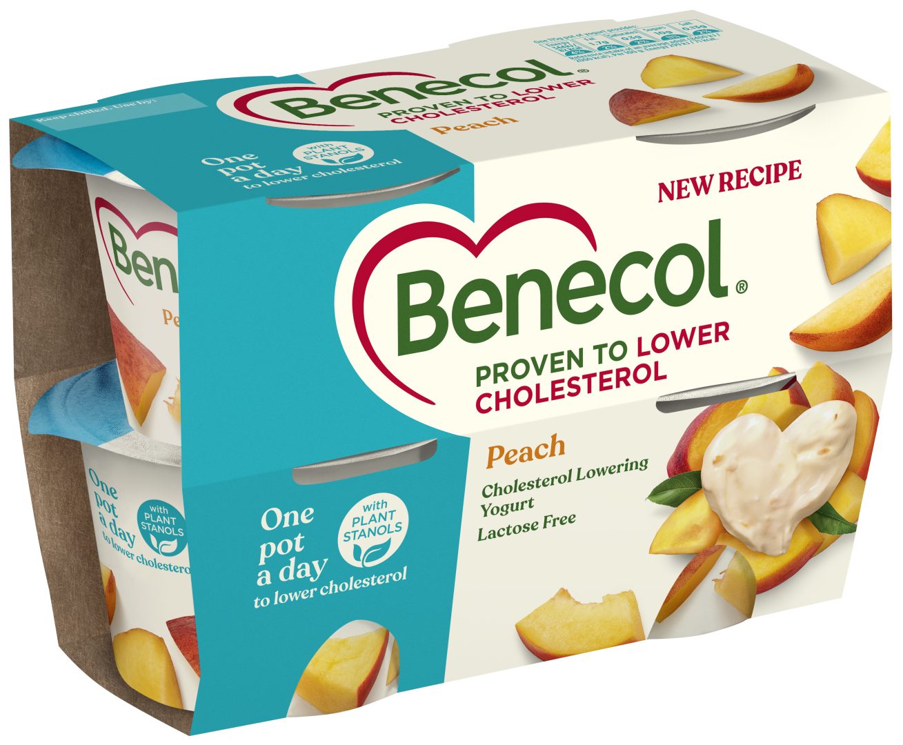 Cholesterol lowering yogurt Peach Benecol UK