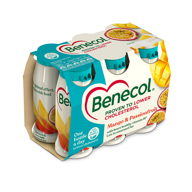 Yogurt drinks to lower cholesterol Mango and Passionfruit Benecol UK
